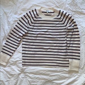 Madewell Cream and Black Striped Cashmere Sweater
